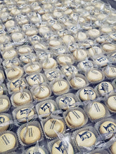 Load image into Gallery viewer, Custom Printed French Macarons with Silver Ribbon